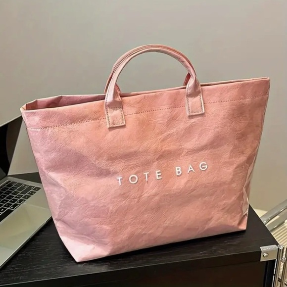 Large Kraft Shopping or Beach Tote Bag w/PVC Coating in Multiple Colors ❤️NEW❤️ - Picture 3 of 5